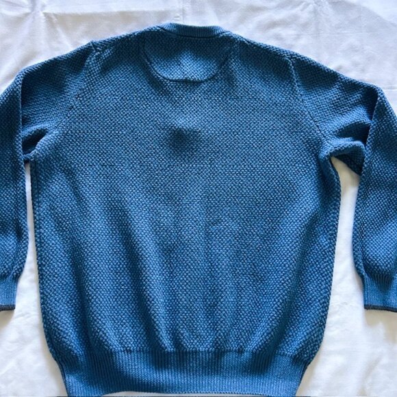 Jos A Bank Mens Sweater Jersey L Blue 100% cotton read - Picture 2 of 7